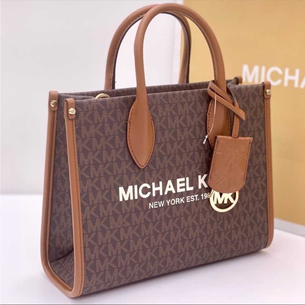 New Michael Kors Mirella Small Crossbody Tote
Bag Brown